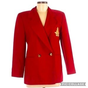 Harve Benard Wool Monogram Maroon Blazer Jacket